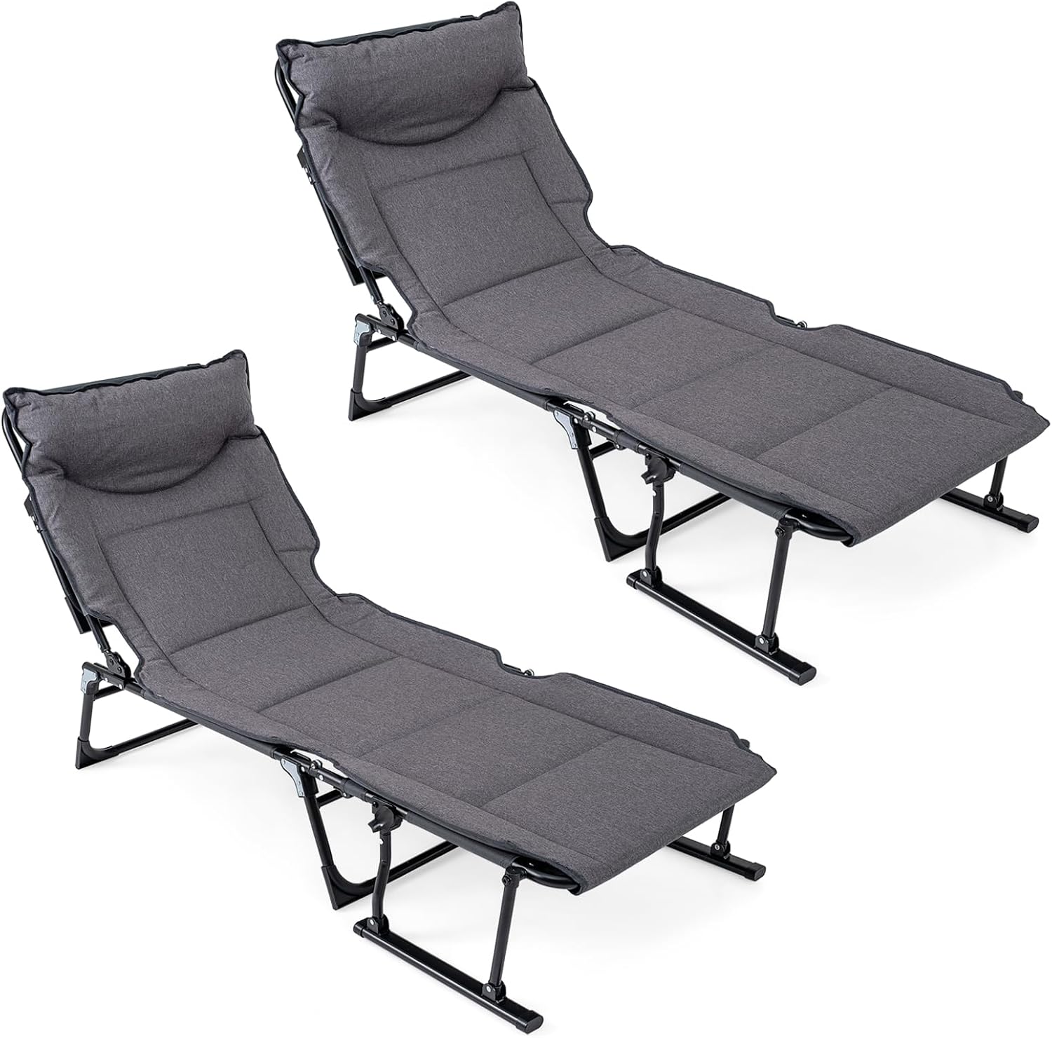 Outdoor Camping Recliner Chairs - 접이식 파티오 라운지 의자 2개 세트,