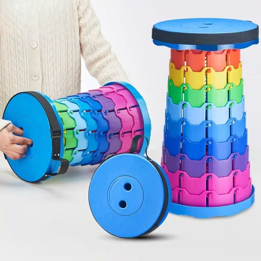 Outdoor Camping Kit - 레인보우 텔레스코픽 캠핑 스툴 휴대용 두꺼운