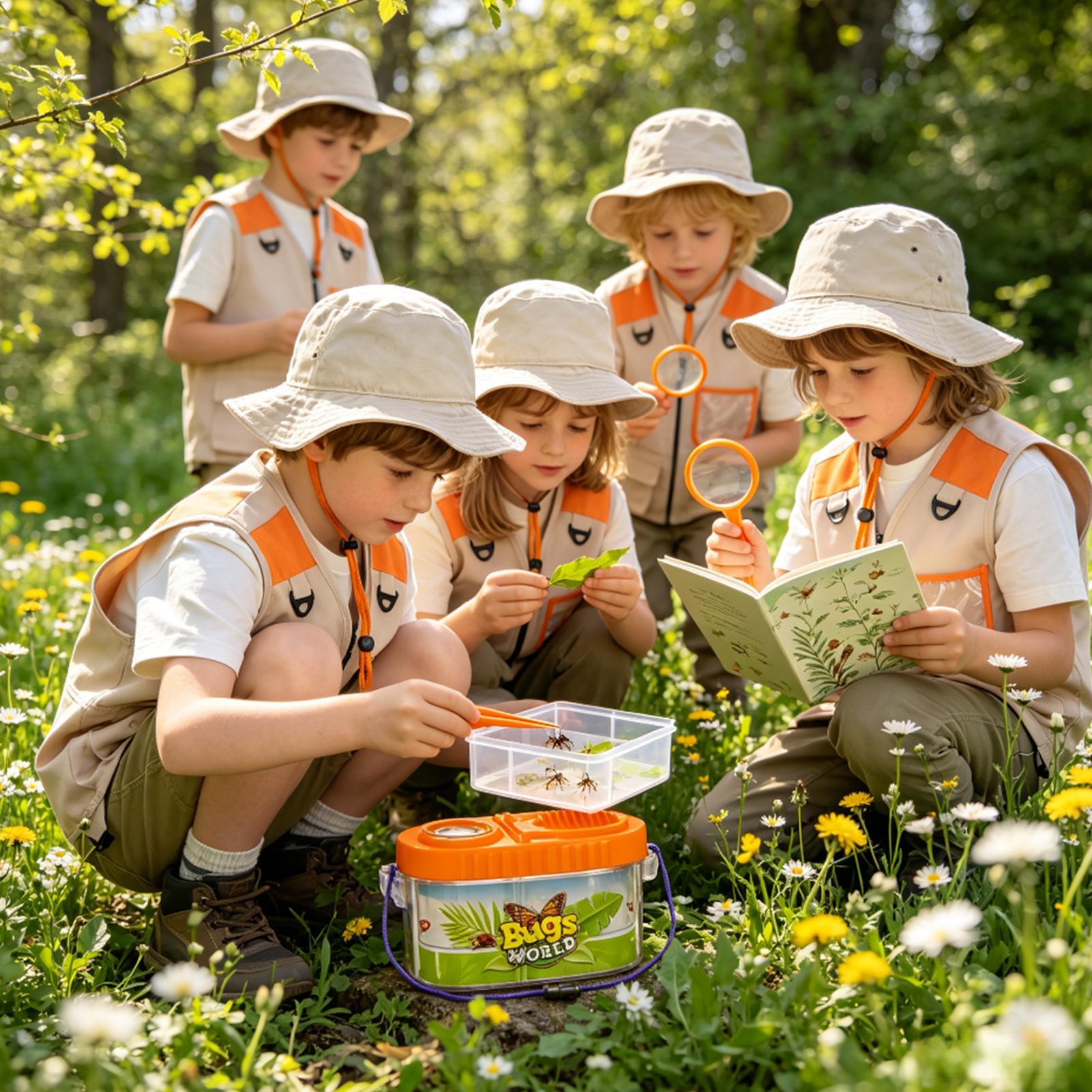 Outdoor Camping Kids Activities - 어린이 모험 키트 (확대경 모자 포함)
