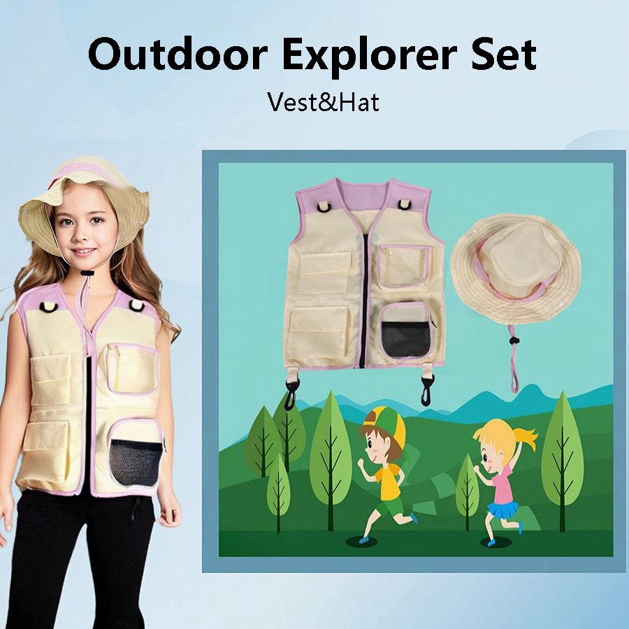 Outdoor Camping Kids Activities - 어린이 탐험가 조끼 모자, 세트 야외