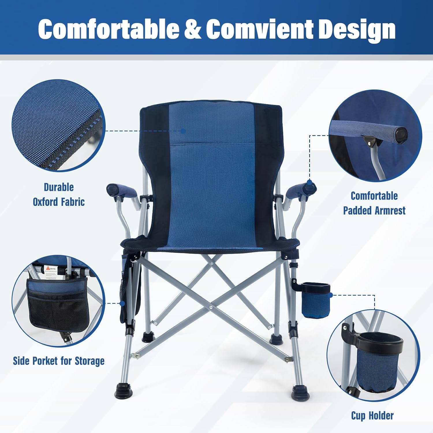 공장 도매 야외 휴대용 접이식 캠핑 의자 컵홀더가 있는 - Outdoor Camping Recliner Chairs 리뷰 및 가격