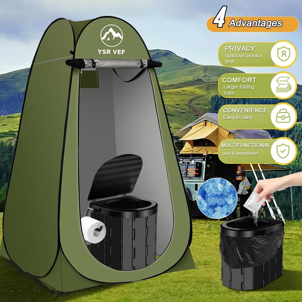 휴대용 화장실 키트, 팝업식 개인 텐트와 똥 젤 화장실 - Outdoor Camping Kit 리뷰 및 가격
