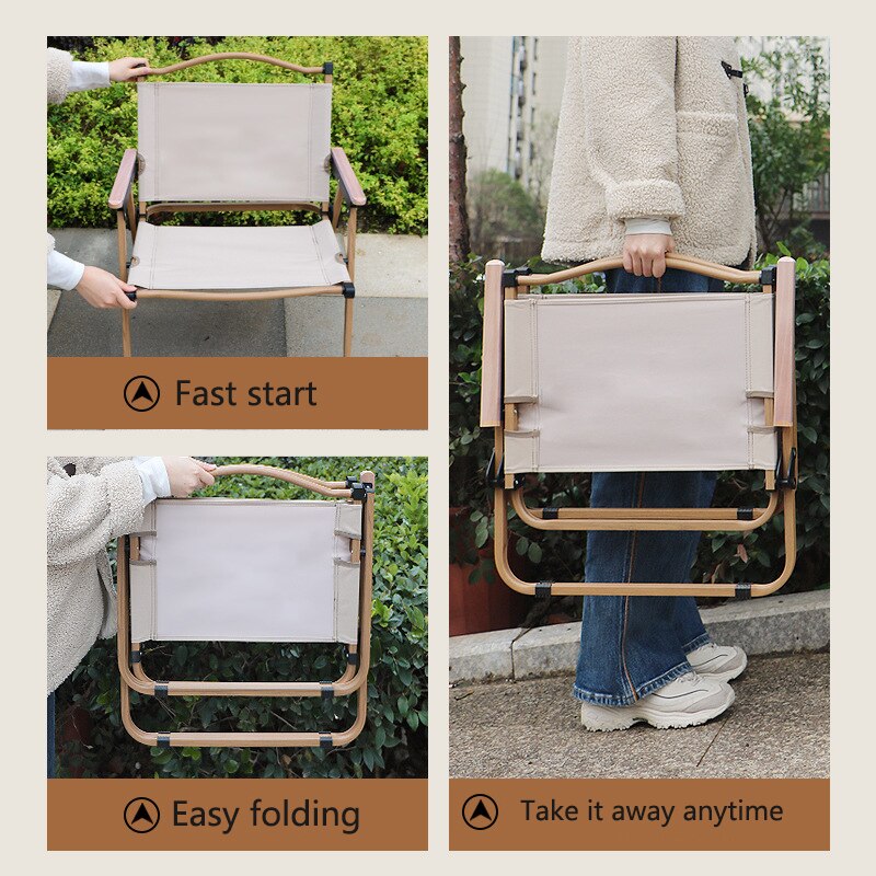 휴대용 캠핑 의자, 알루미늄 합금 목재 그레인 접이식  - Outdoor Camping Recliner Chairs 리뷰 및 가격