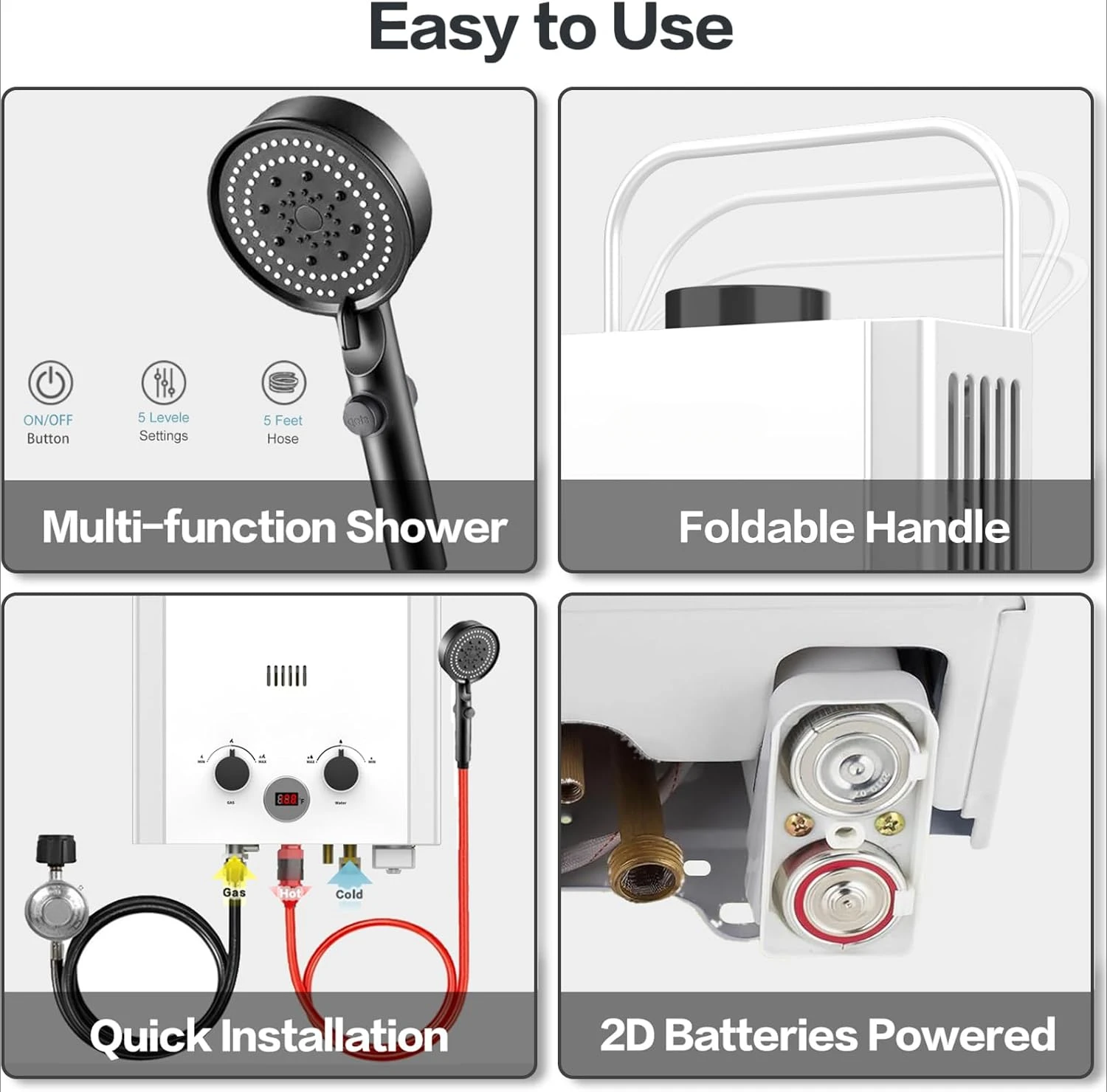 손잡이와 과열 방지 기능이 있는 프로판 무탱크 온수기, - Outdoor Camping Hot Water Heater 리뷰 및 가격