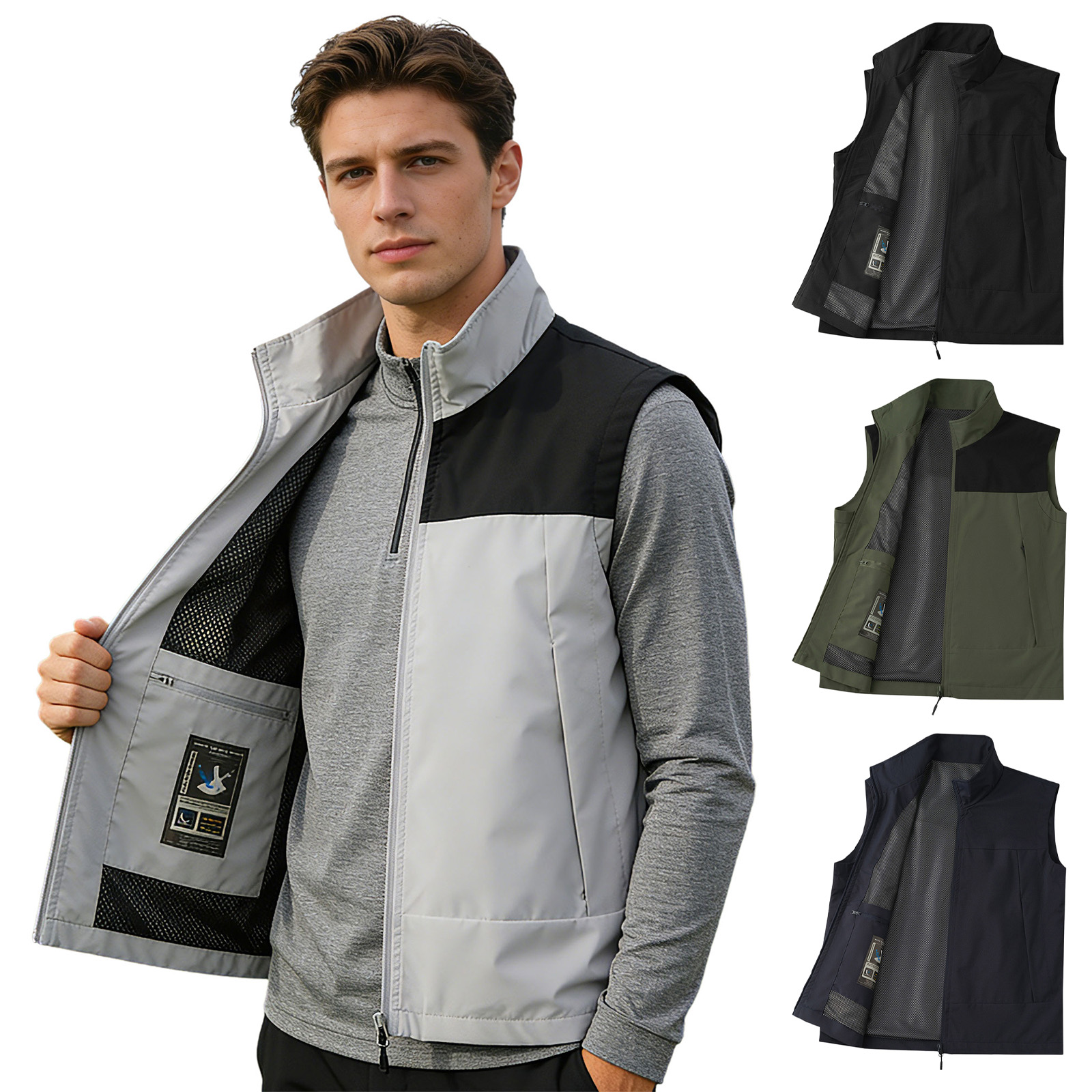 # M-5XL 남성용 골프 조끼 스탠드 칼라 민소매 지 - Outdoor Camping Jacket 리뷰 및 가격