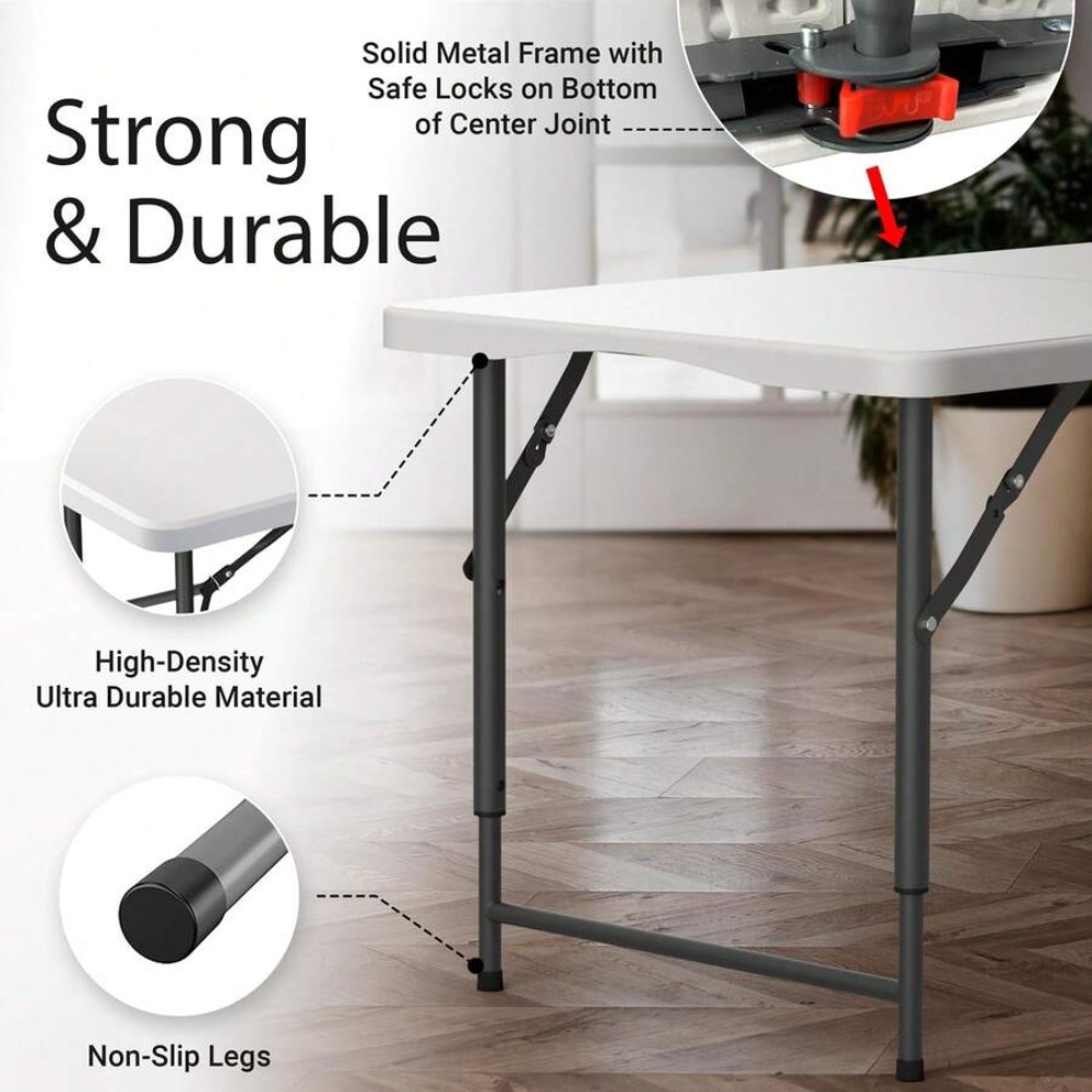 4피트 접이식 테이블, 높이 조절 가능, 내장형 손잡이 - Outdoor Camping Table 리뷰 및 가격